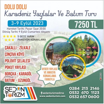 DOLU DOLU  KARADENİZ YAYLALAR VE BATUM TURU 03-09 EYLÜL 2023