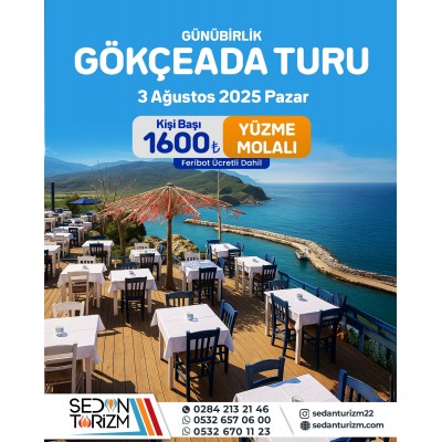 GÜNÜBİRLİK GÖKÇEADA  TURU '' YÜZME MOLALI''  03 AĞUSTOS 2025