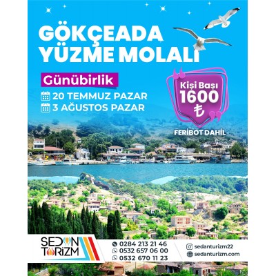GÜNÜBİRLİK GÖKÇEADA  TURU 20 TEMMUZ 2025