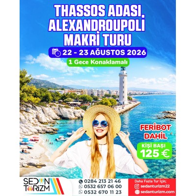 THASSOS ADASI-MAKRİ YÜZME TURU 22-23 AĞUSTOS 2026