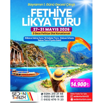KURBAN BAYRAMI'NDA  LİKYA TURU 27-31 MAYIS 2026