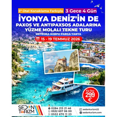 PAXOS & ANTİPAXOS ADALARI FARKIYLA EGE’NİN İNCİLERİ 15-19 TEMMUZ 2026 PAXOS & ANTİPAXOS ADALARI FARKIYLA EGE’NİN İNCİLERİ 15-19 TEMMUZ 2026