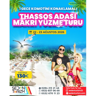 THASSOS ADASI-MAKRİ YÜZME TURU 22-23 AĞUSTOS 2026